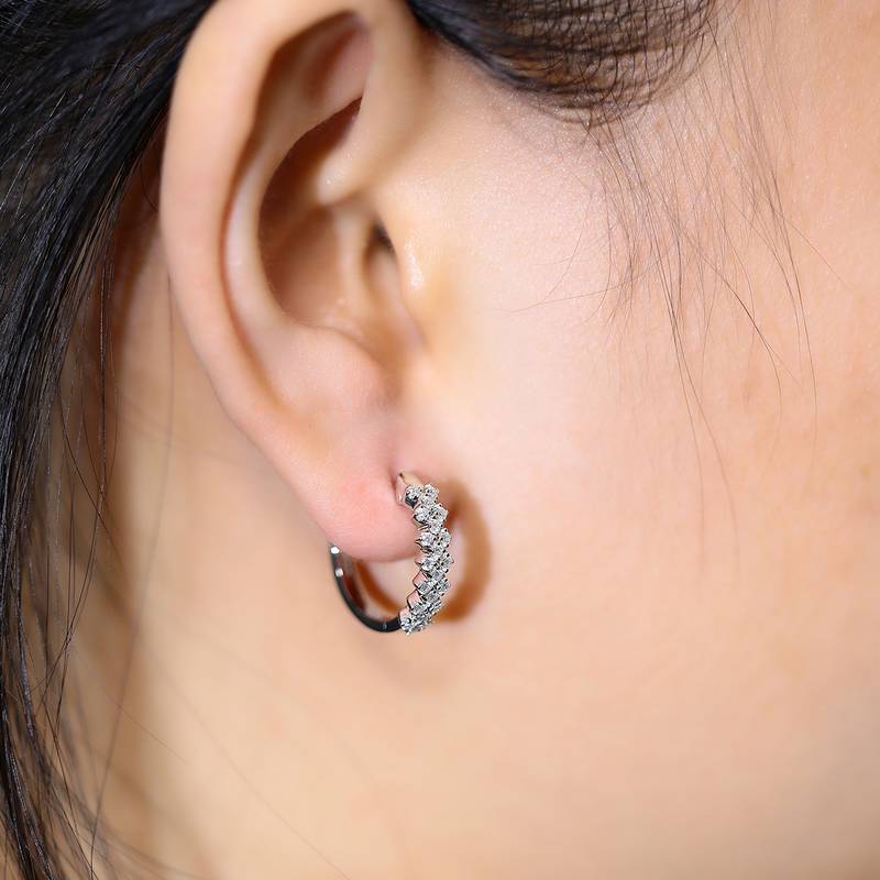 三排对半耳环S925银Moissanite厘石D级0.51ct